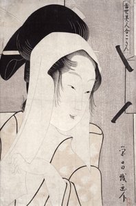 シリーズ「トーセイ美人泡瀬」（現代美女画廊）の古琴の胸像1796（色木版）
